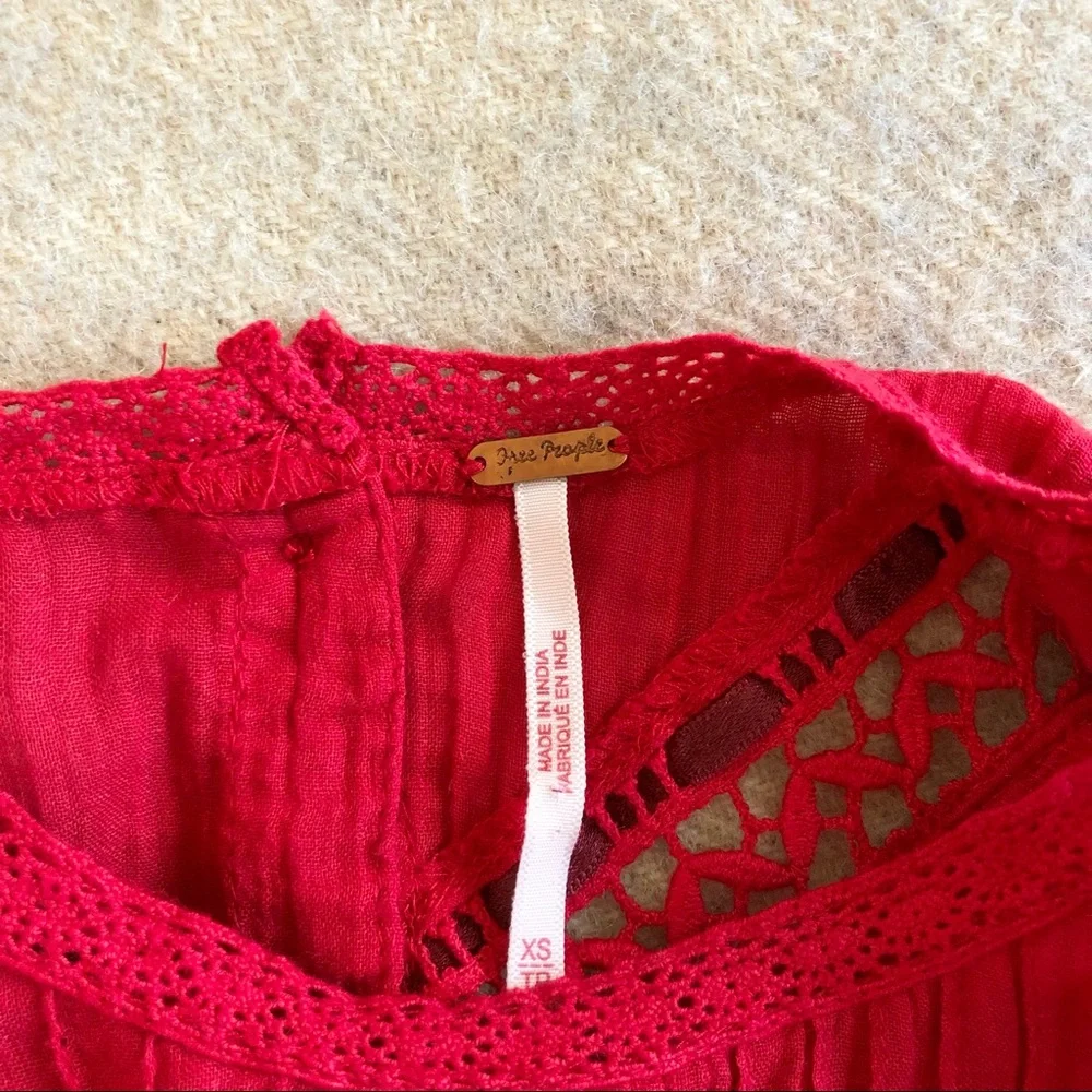 Free People Abigail Victorian top in red